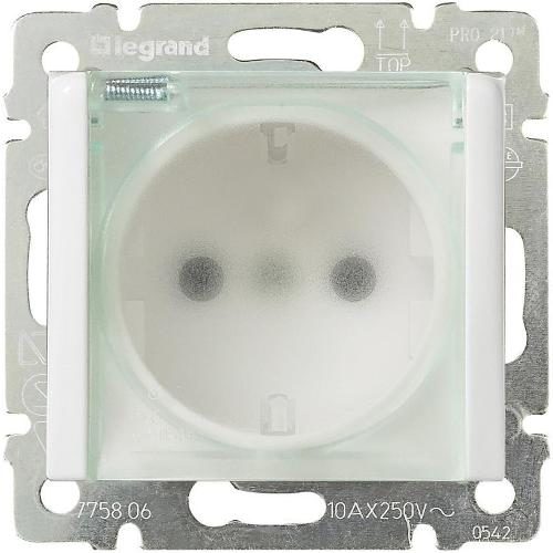 Legrand Valena Розетка с заземлением 2К+З с прозрачной крышкой (влагозащищенная) Белая