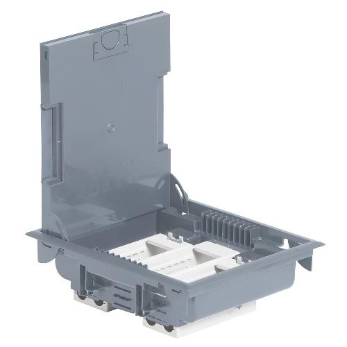 Напольная коробка с глубиной 75-105 мм 12 модулей - антикоррозийное покрытие, серый RAL