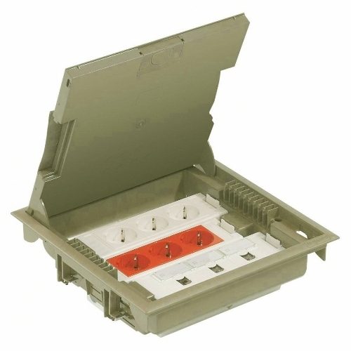 Напольная коробка с глубиной 75-105 мм 18 модулей — под покрытие, бежевый RAL
