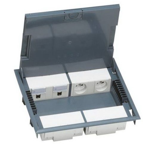 Напольная коробка с глубиной 65 мм 10 модулей — под покрытие, серый RAL