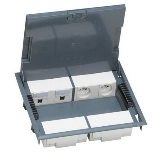 Напольная коробка с глубиной 65 мм 10 модулей - антикоррозийное покрытие, серый RAL