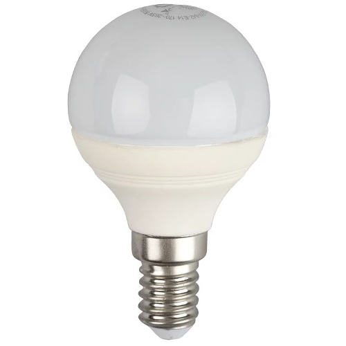 Лампа светодиодная 5 (40) Вт цоколь E14 шар холодный белый свет 30000 ч. LED SMD P45-5W-840-E14 ЭРА